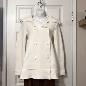 GAP 100% Cotton Double Breasted Cream Colored Thick Knit Cardigan Sweater M